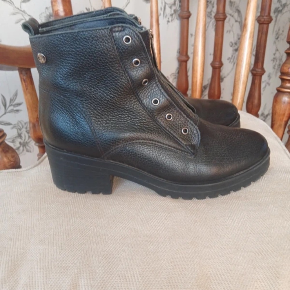 Boots Black Textured Combat Boots
